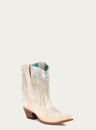 crystals fringe whtie and silver ankle boot - womens boots