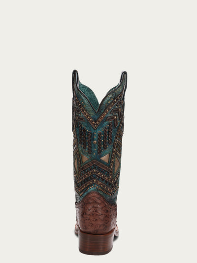 A4059 WOMEN'S TURQUOISE EMBROIDERY, STUDED WITH WOVEN DETAIL
