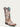 A4063 - WOMEN'S GLOW IN THE DARK WHITE FEATHERED FLORAL EMBROIDERY BROWN SQUARE TOE COWBOY BOOT