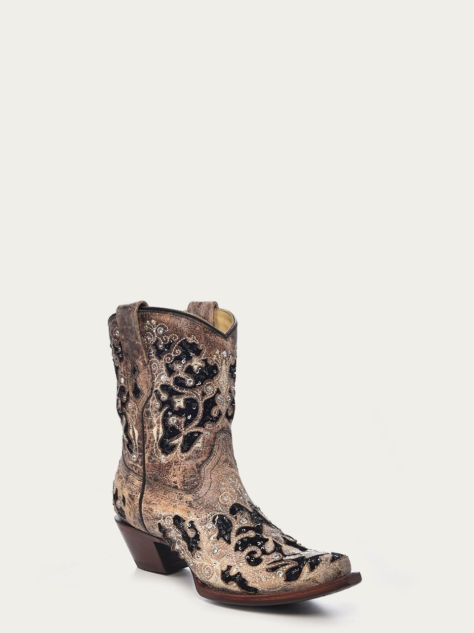 GLITTERED DELICATE FLORAL VINE ANKLE BOOT womens boots 