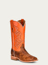 MENS SAND VAMP WIDE SQUARE TOE ORANGE COWBOY BOOT-A4228