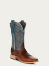 MENS BLUE AND HONEY EMBROIDERY WIDE SQUARE TOE RODEO COWBOY BOOT-a4262