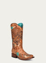 WOMENS MULTICOLOR IRIDESCENT HORSE INLAY AND EMBROIDERY SQUARE TOE SAND COWBOY BOOT-A4266