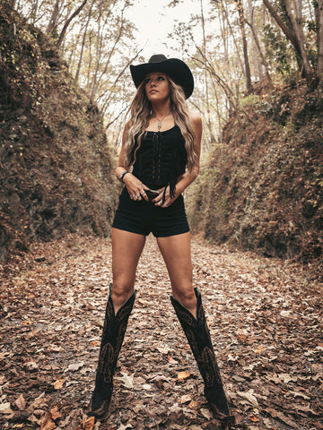 Corral Womens Black And Gold Boots A4404 WOMEN'S GOLD EMBROIDERY