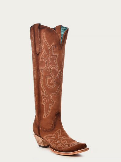 A4437 - WOMEN'S EMBROIDERY SHEDRON SUEDE TALL TOP SNIP TOE COWBOY