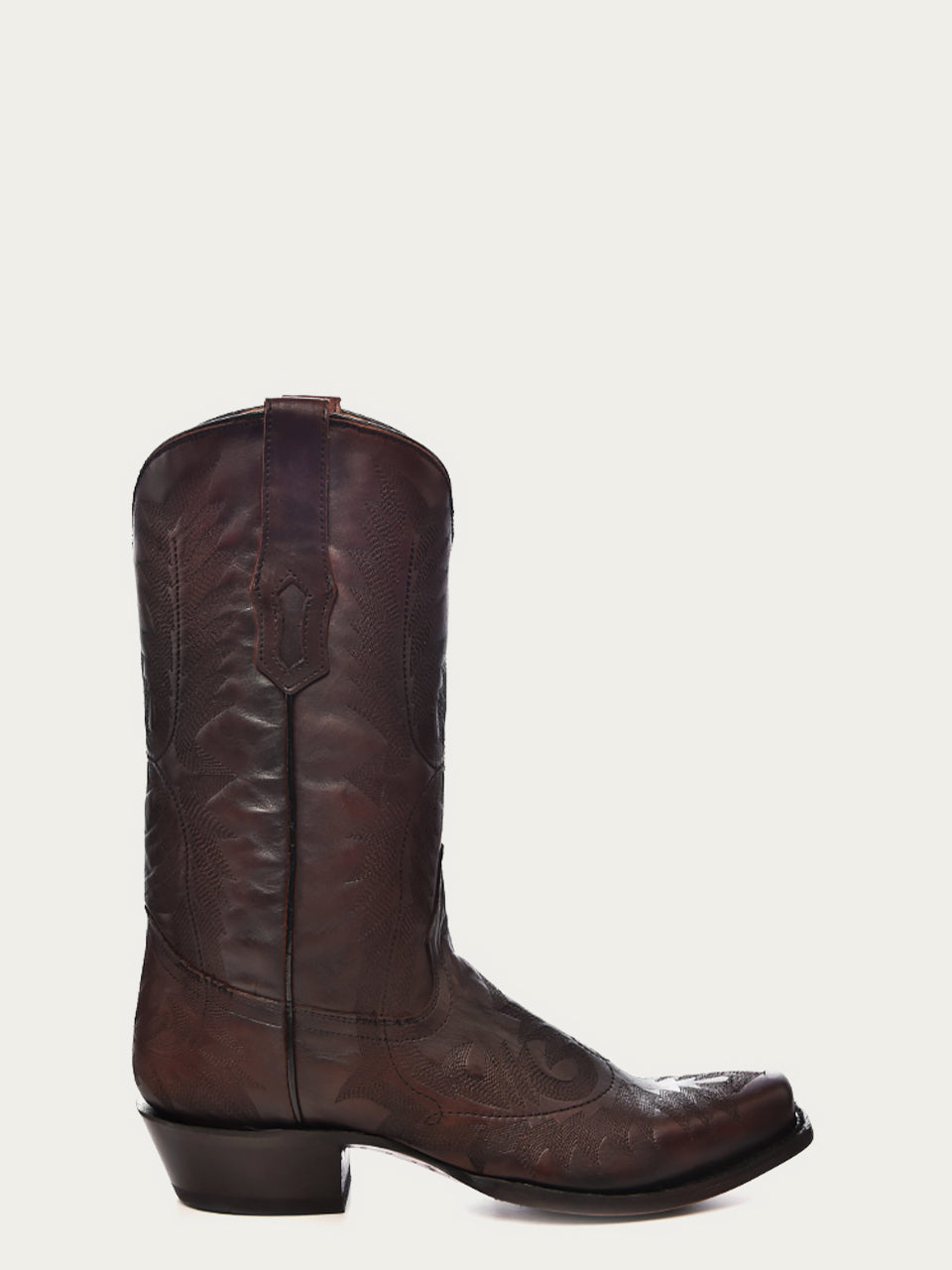 A4544 - MEN'S EMBROIDERY BROWN COWHIDE NARROW SQUARE TOE COWBOY BOOT