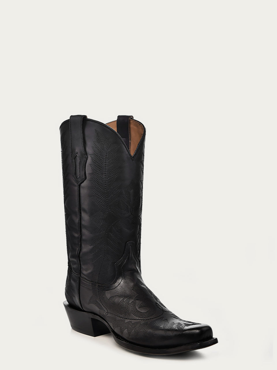 A4545 - MEN'S EMBROIDERY BLACK NARROW SQUARE TOE COWBOY BOOT