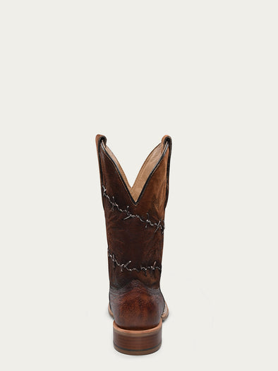 A4555 - MEN'S BARBED WIRE SHEDRON LAMB WOVEN SQUARE TOE OSTRICH