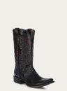 MENS_EMBROIDERY_HONEY_COWHIDE_SHAFT_BLACK_PYTHON_NARROW_SQUARE_TOE_COWBOY_BOOT-A4647