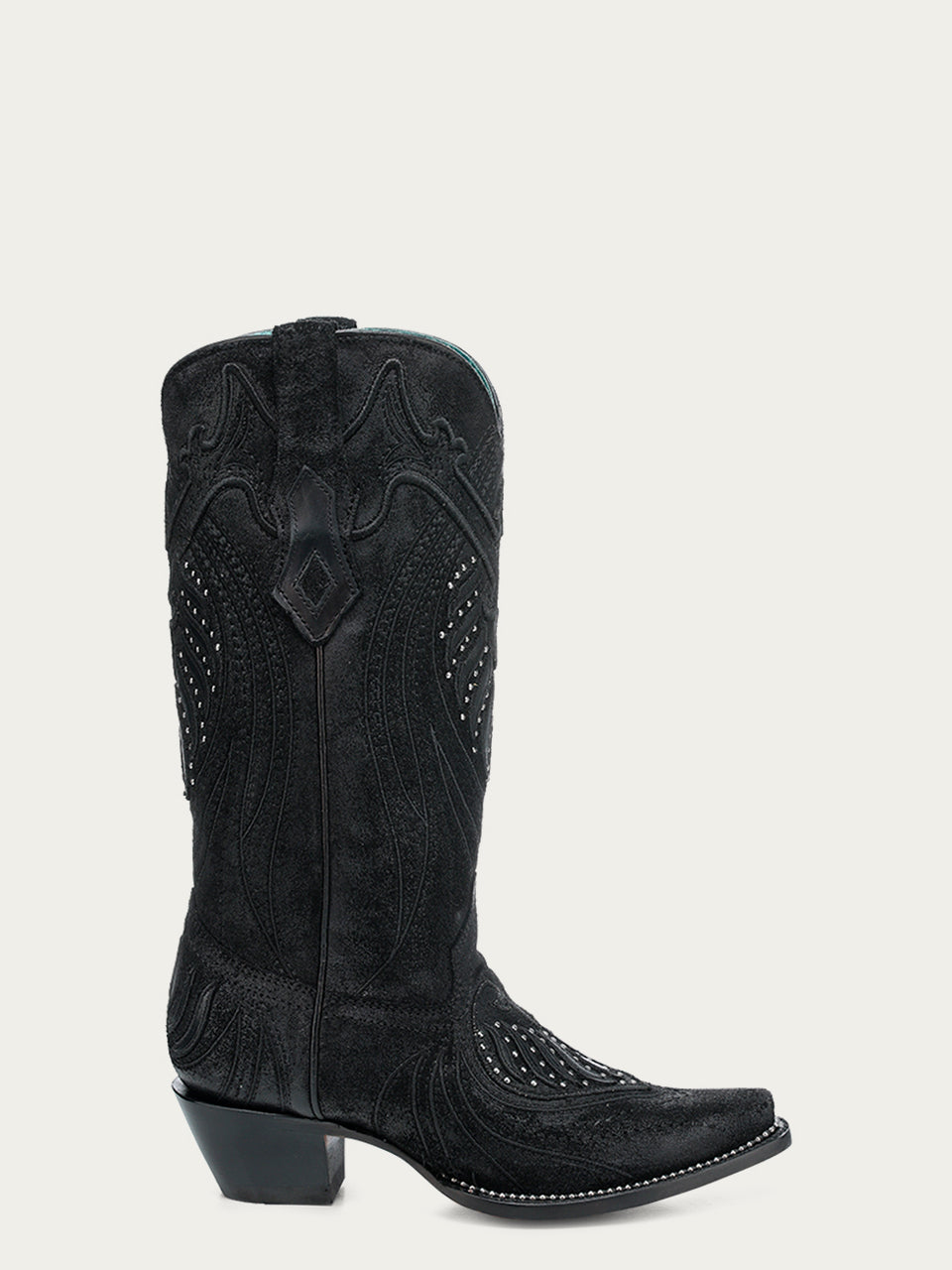 WOMENS_OVERLAY_EMBROIDERY_AND_STUDS_BLACK_SNIP_TOE_COWBOY_BOOTS-A4729-A