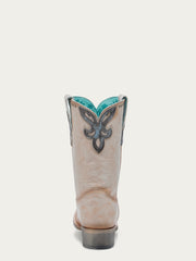 靴 00s corral Westernboots y2k 10M A4760 - WOMEN'S TURQUOISE OVERLAY EMBROIDERY AND STUDS SAND ROUND