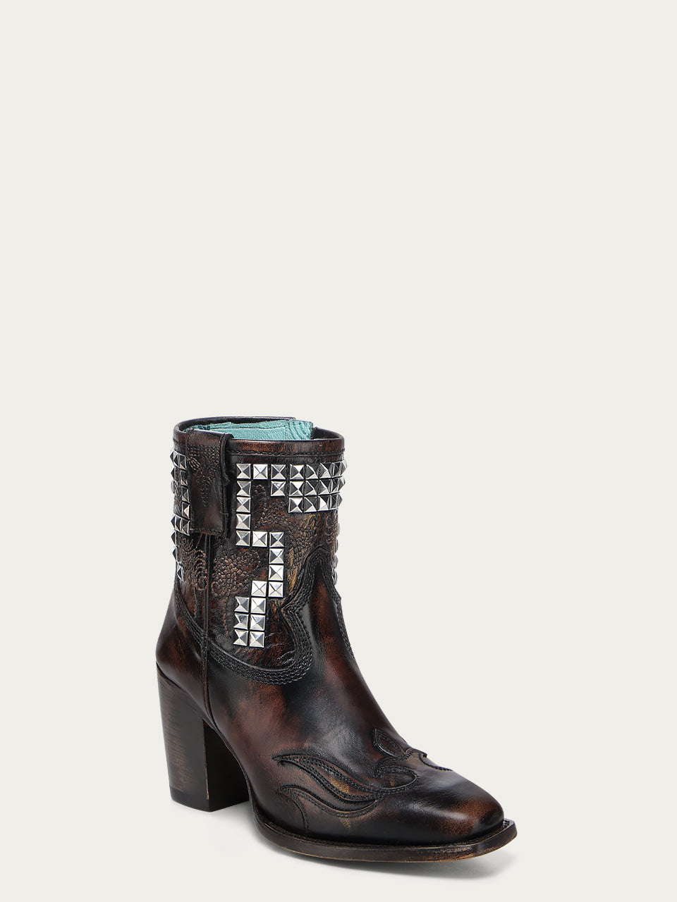 WOMENS_BLACKED_HONEY_OVERLAY_EMBROIDERY_AND_STUDS_BLACK_ANKLE_NARROW_SQUARE_TOE_COWBOY_BOOT-A4828