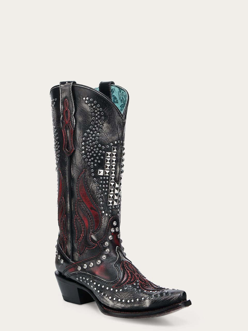 WOMENS_BONE_OVERLAY_EMBROIDERY_AND_STUDS_BLACK_SNIP_TOE_COWBOY_BOOT-A4833