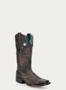 WOMENS_EMBROIDERY_AND_OVERLAY_WITH_RUBBER_APPLICATIONS_BAND_BLACKED_HONEY_WIDE_SQUARE_TOE_COWBOY_BOOT_WITH_PULL_HOLES-A4841