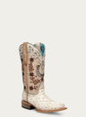 WOMENS_FLORAL_AND_HORSE-SHOE_EMBROIDERY,_WOVEN_AND_OVERLAY_COWHIDE_AND_OSTRICH_SQUARE_TOE_IVORY_COWBOY_BOOT-A4850