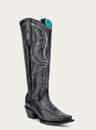 WOMENS_BLACK_EMBROIDERY_OVERLAY_AND_ENCAPSULATED_STUDS_TALL_TOP_SNIP_TOE_COWBOY_BOOT-A4943
