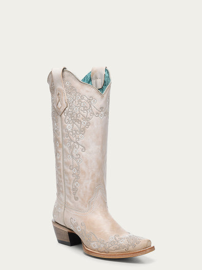 KAPITAL - KERNEL COSMOS 刺繍 馬柄 ベスト ウエスタン ホワイト コットン A4991 - WOMEN'S FLORAL EMBROIDERY SAND SNIP TOE COWBOY BOOT