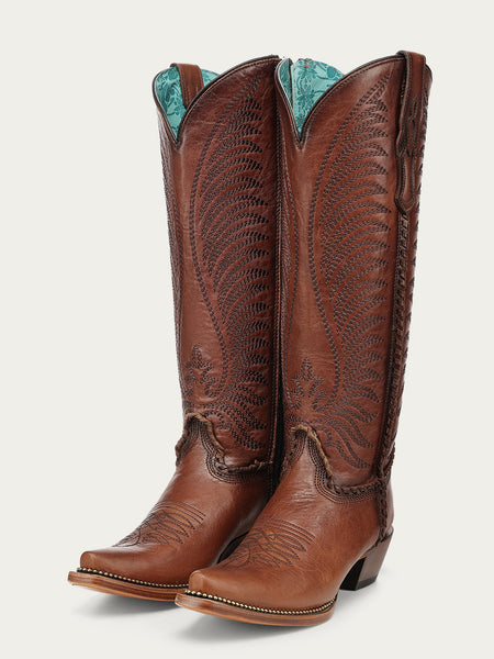 CORRAL BOOTS ブーツ 6 M A5141 - WOMEN'S HONEY EMBROIDERY WOVEN AND METALLIC WELT TALL TOP