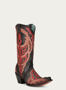 WOMENS_RED_OVERLAY_EMBROIDERY_AND_CRYSTALS_BLACK_SNIP_TOE_COWBOY_BOOT-C3942