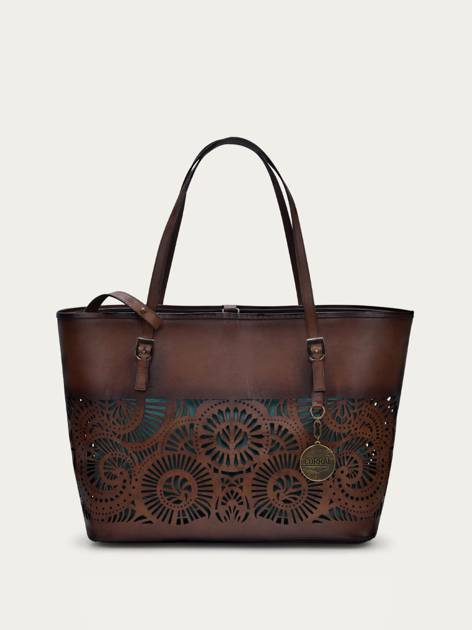 LADIES CHOCOLATE  CUTOUT TOTE BAG-D1350-2