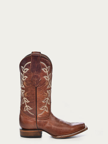 L2000 - WOMEN'S EMBROIDERY COGNAC SQUARE TOE COWBOY BOOT – Corral