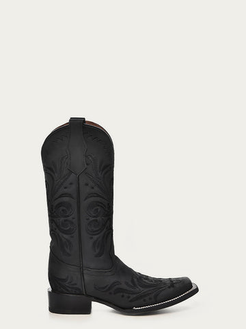 L5464 - WOMEN'S EMBROIDERY BLACK SQUARE TOE COWBOY BOOT – Corral