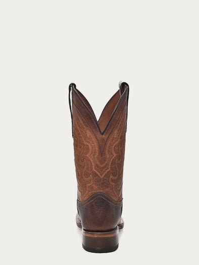 L5733 - MEN'S EMBROIDERY BROWN WIDE SQUARE TOE COWBOY BOOT