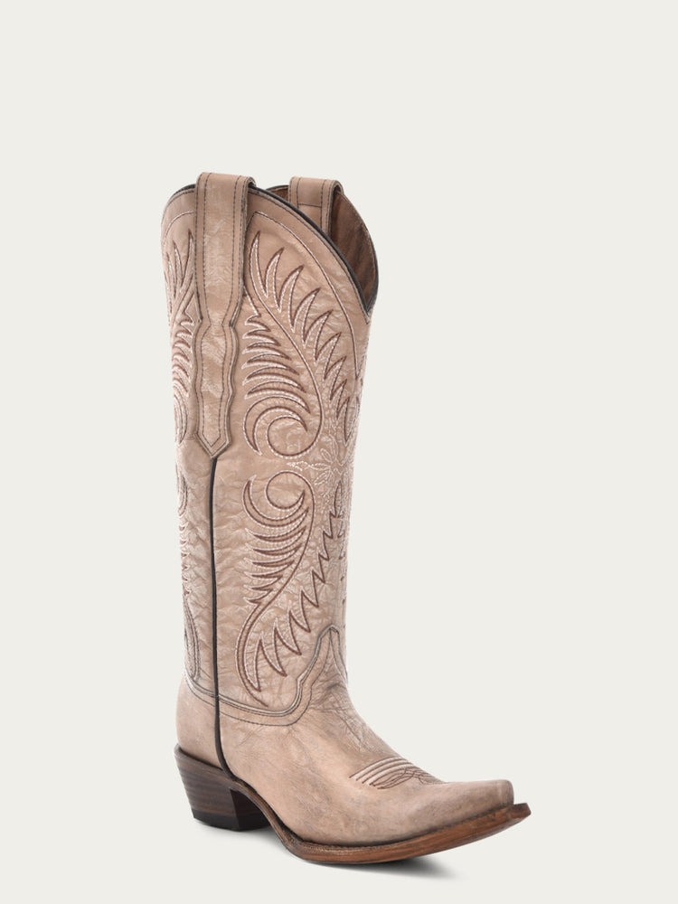 L6116 - WOMEN'S EMBROIDERY SAND SNIP TOE COWBOY BOOT – Corral Boot