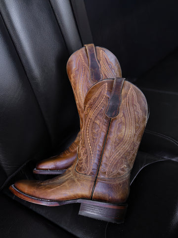 L6300 - MEN'S EMBROIDERY HONEY WIDE SQUARE TOE CIRCLE G COWBOY
