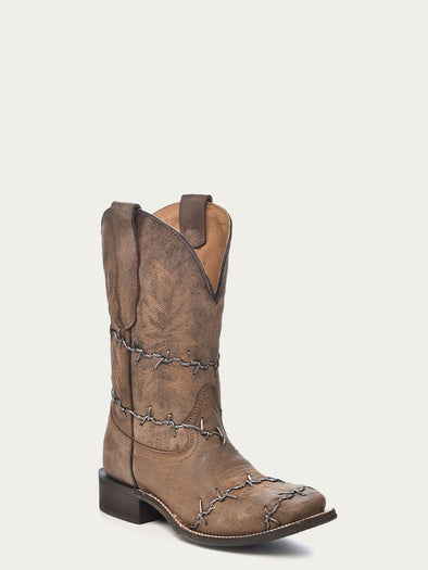 A3532 - MEN'S BARBED WIRE BROWN SQUARE TOE COWBOY BOOT – Corral