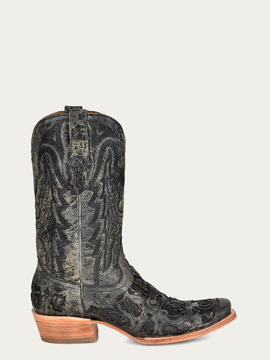 Jar Boot Men\'s Size 8.5 Black Croc Leather Embroidered Pointed Toe Western Boots JAR Mens Black Leather Western Boots • Mens 7.5 – Love  main image 2