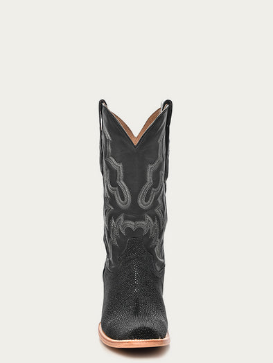 A4423 - MEN'S BLACK STINGRAY EMBROIDERY NARROW SQUARE TOE COWBOY