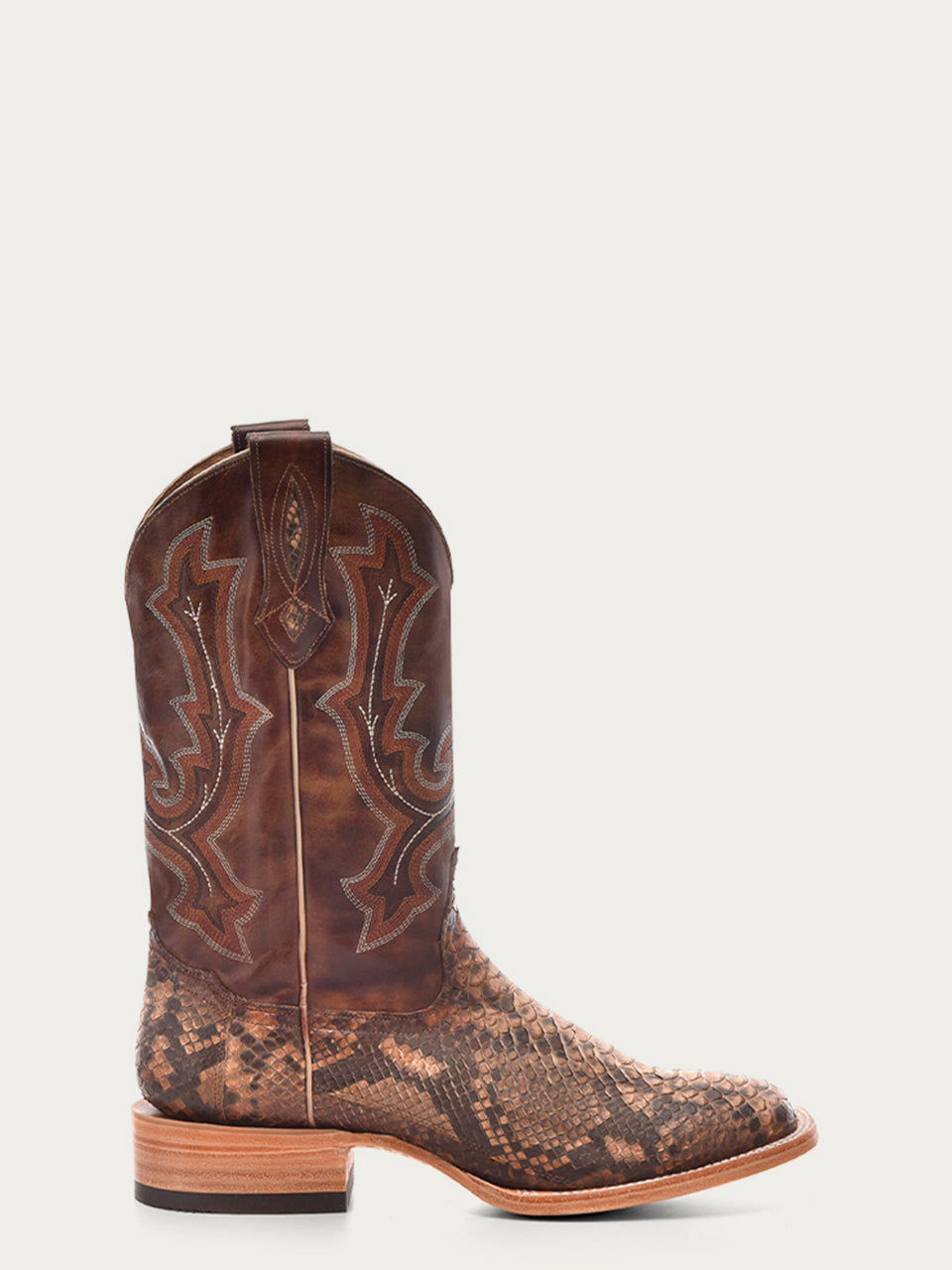 Python Embroidary B5000 - MEN'S EMBROIDERY AND GENUINE PYTHON TAUPE WIDE SQUARE TOE COWB ...