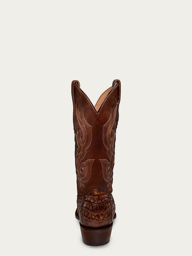 Ferrini Men's Caiman Tail Cowboy Boots - Square Toe, Embroidered Blue Shaft, 13" Height - View #2