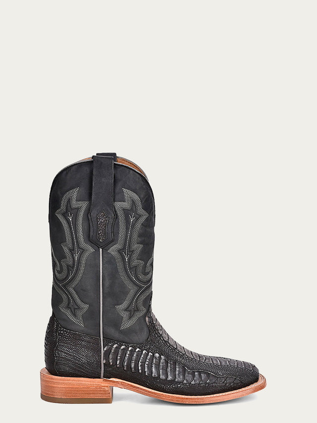 A4291 - MEN'S EMBROIDERY OSTRICH LEG VAMP AND COUNTER BLACK WIDE SQUAR ...