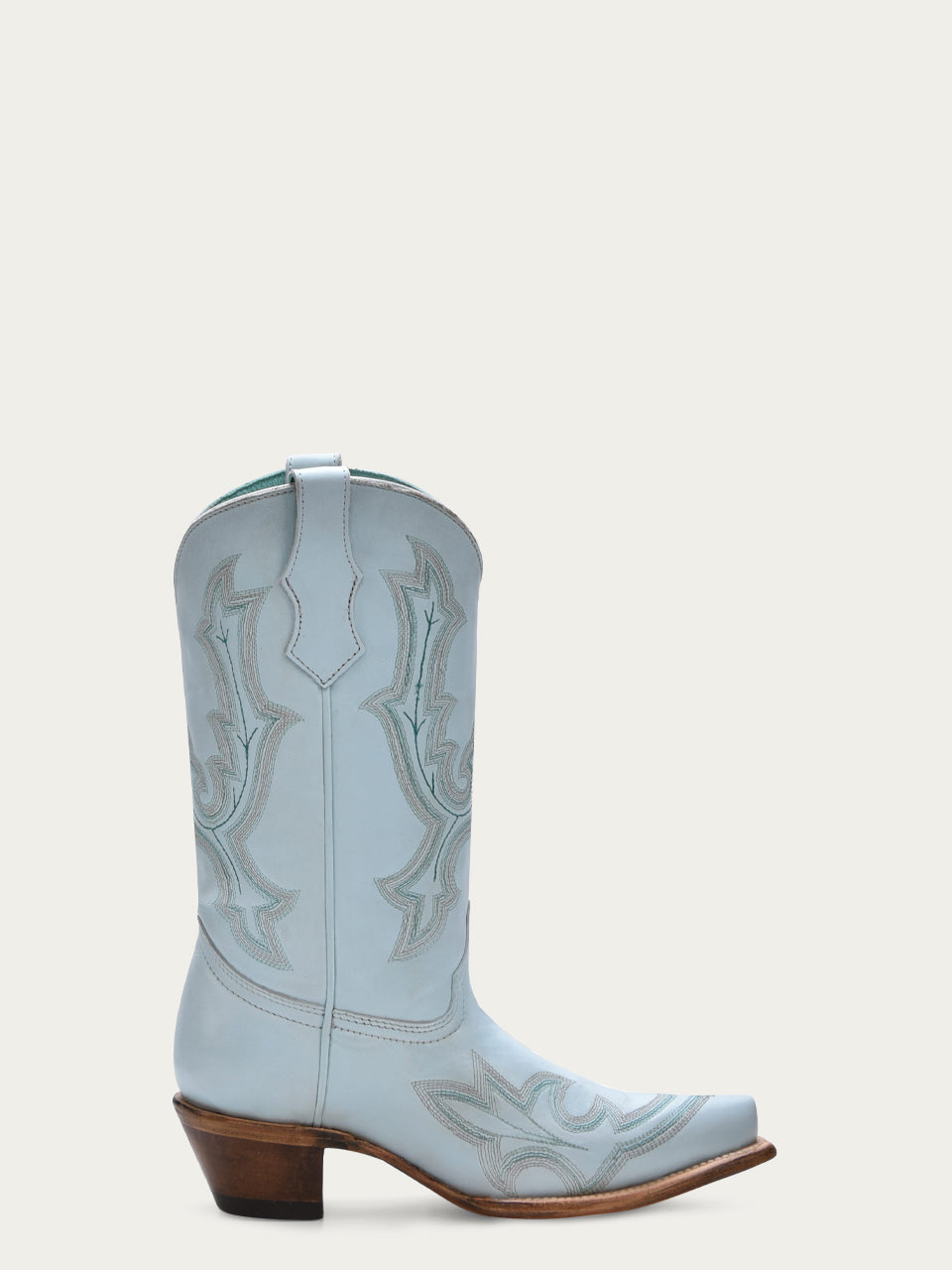 T0174 - TEEN'S BLUE EMBROIDERY SNIP-TOE COWBOY BOOT
