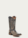 TEENS CROSS AND WINGS EMBROIDERY SQUARE TOE COWBOY BOOT-a1032