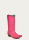 TEENS EMBROIDERY FUCHSIA SNIP TOE COWBOY BOOT-t0148