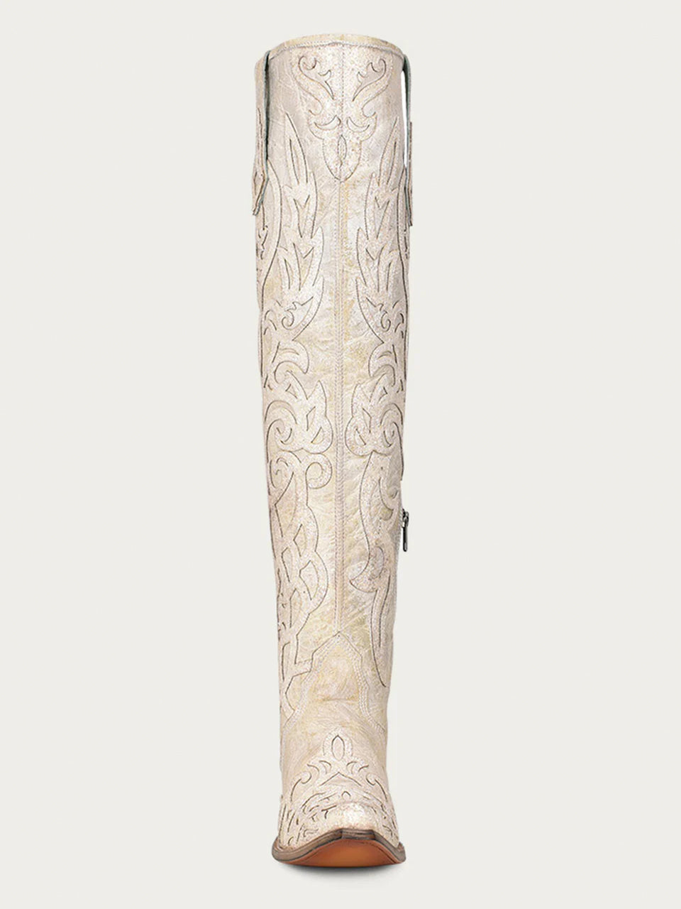 C3927 - WOMEN'S BEIGE GLITTER OVERLAY AND EMBROIDERY TALL TOP SNIP TOE ...