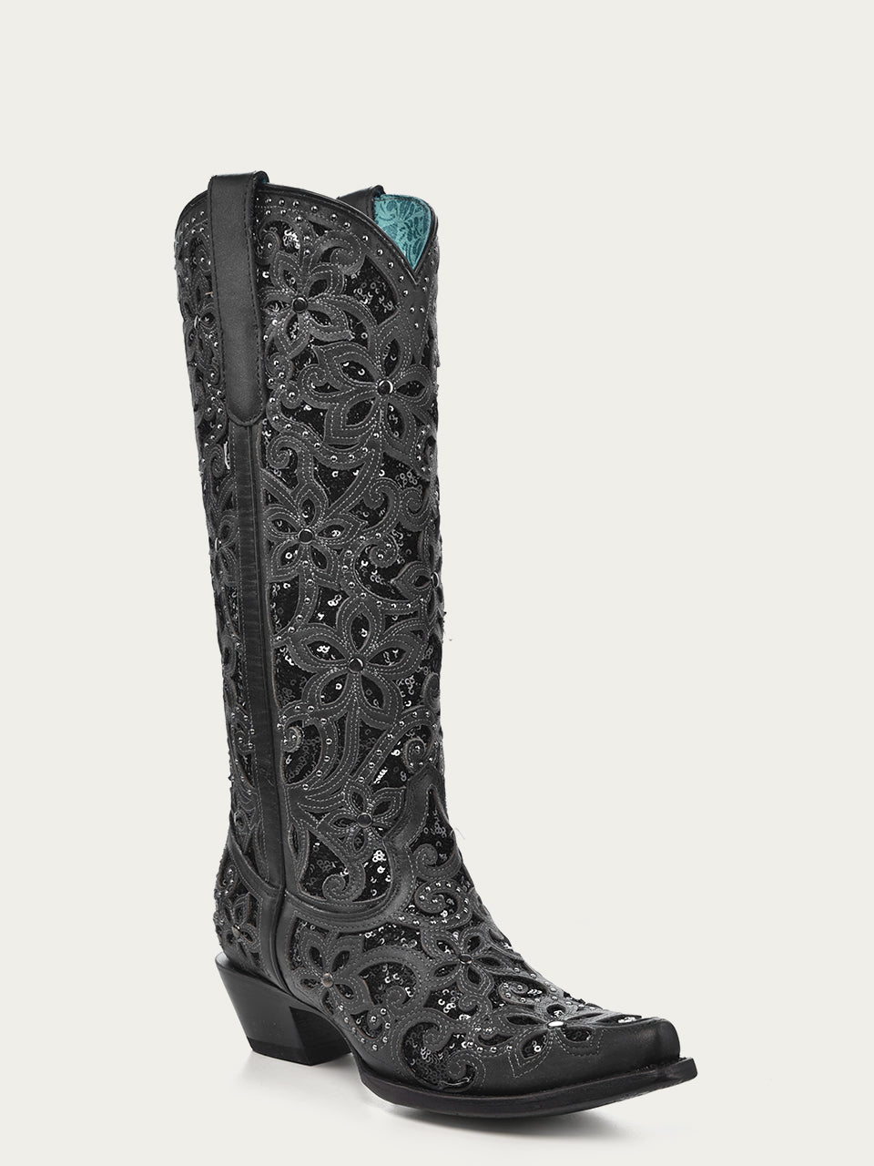 black western dress boots Western leather boots Black / Gray For Women