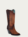 WOMENS BROWN LAMB POINTED TOE COWBOY BOOT-z5202