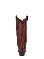 L2067 - WOMEN'S EMBROIDERY AND STUDS WINE SNIP TOE COWBOY BOOT
