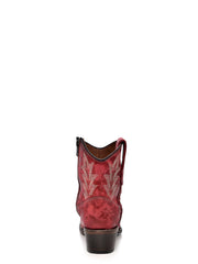 L5704 - WOMEN'S EMBROIDERY AND ZIPPER RED SNIP TOE ANKLE COWBOY
