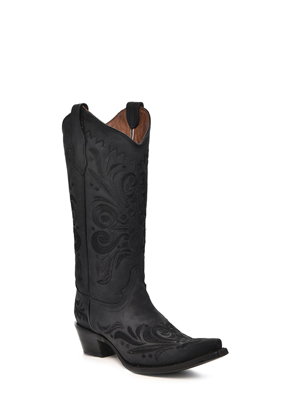 L5433 - WOMEN’S EMBROIDERY BLACK SNIP TOE COWBOY BOOT