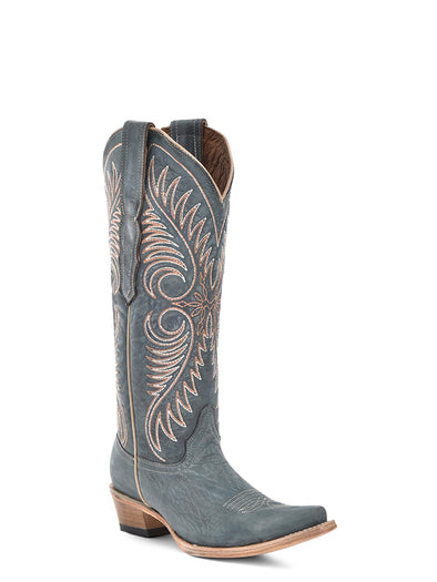 (取寄) コーラル ブーツ レディース  Corral Boots women L6120 Blue L6120 - WOMEN'S EMBROIDERY DSITRESSED BLUE SNIP TOE COWBOY BOOT