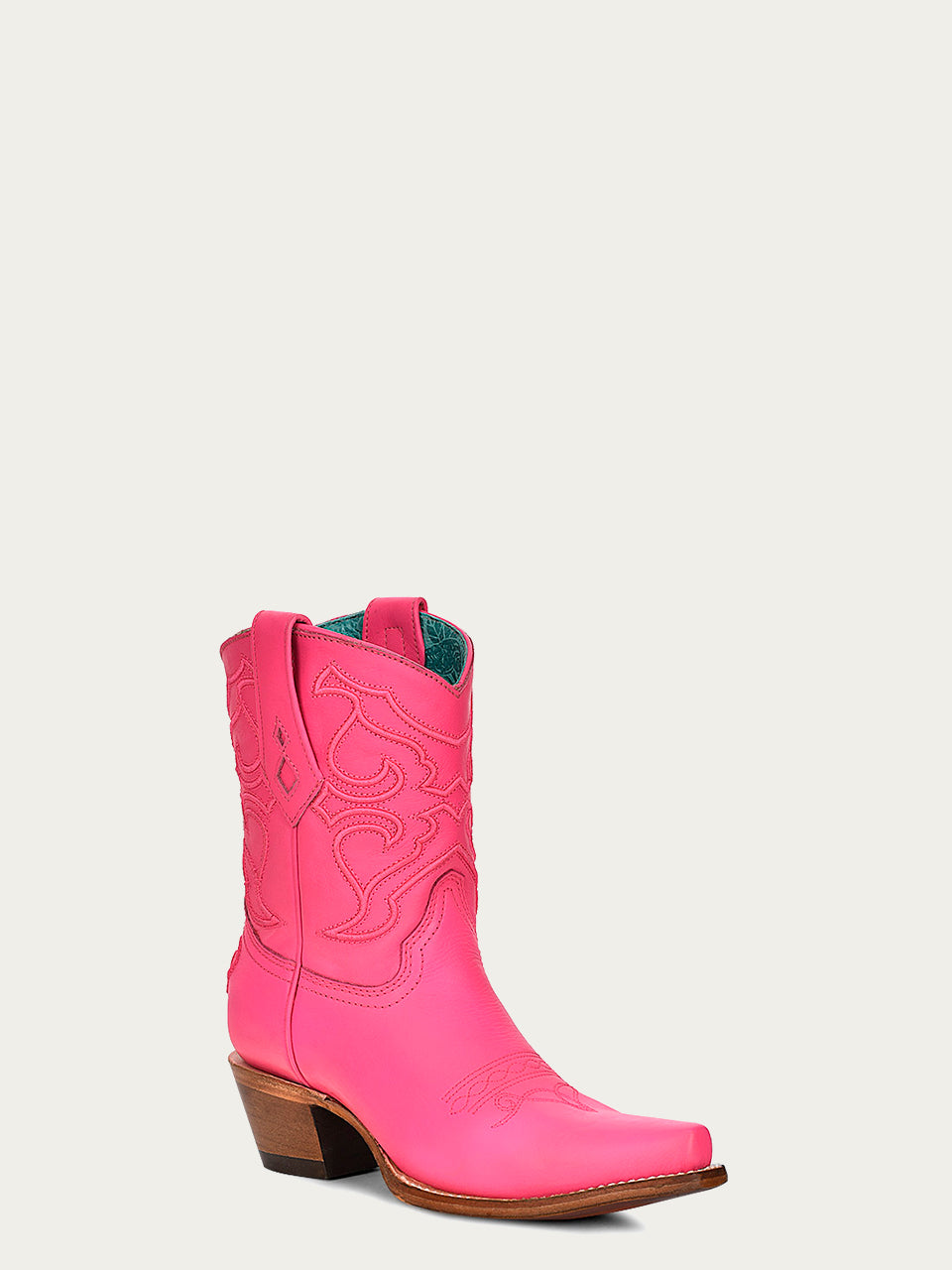 WOMENS EMBROIDERY FUCHSIA SNIP TOE ANKLE BOOT-z5137