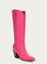 WOMENS EMBROIDERY FUCHSIA TALL TOP SNIP TOE COWBOY BOOT-z5157