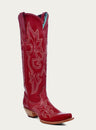 WOMENS EMBROIDERY TALL TOP RED SNIP TOE COWBOY BOOT-A4465