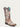 WOMENS GLOW IN THE DARK WHITE FEATHERED FLORAL EMBROIDERY BROWN SQUARE TOE COWBOY BOOT-a4063