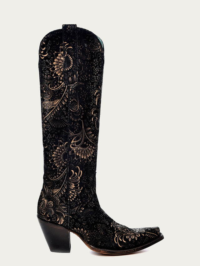 Cowboy Boot- Suede Floral